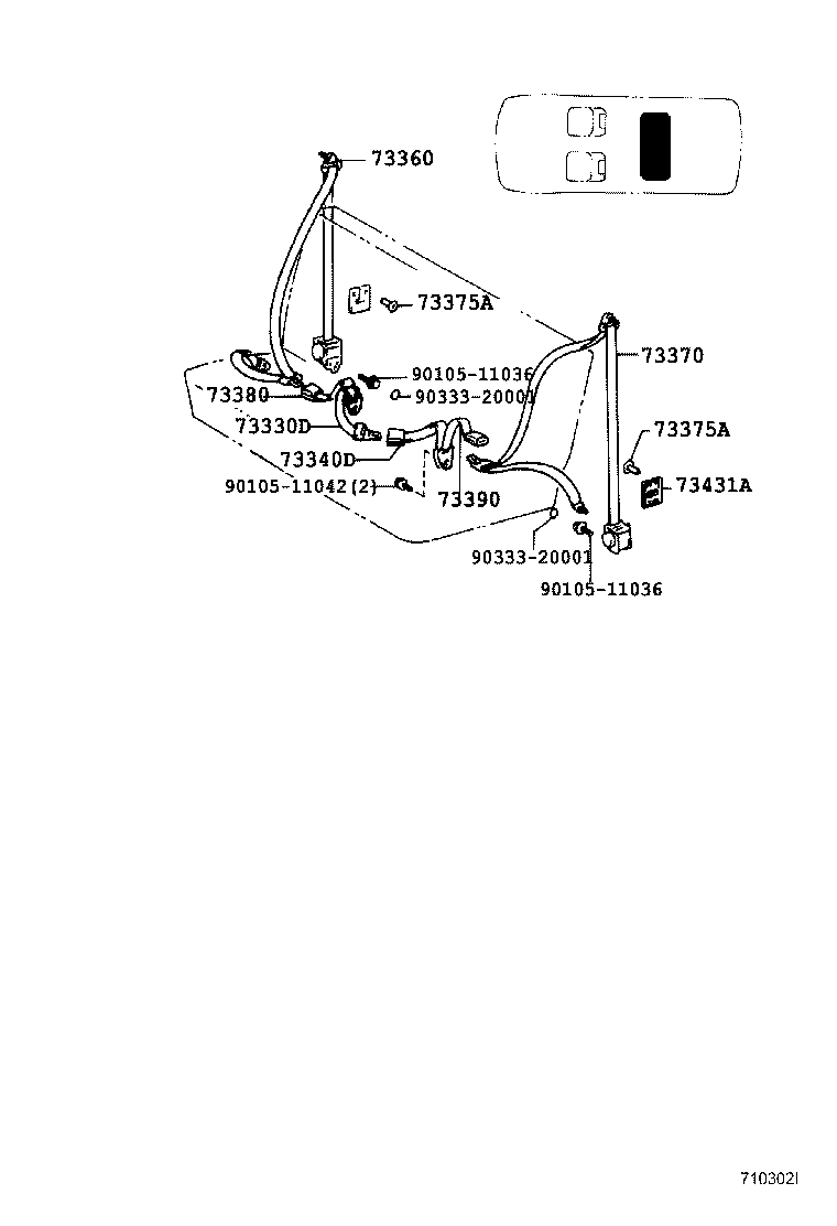 73030-28100-B0 BELT ASSY, REAR SEAT LAP TYPE, RH product image