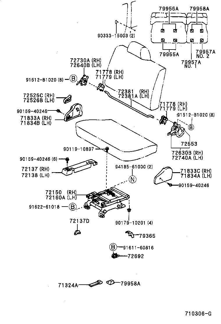 71033-28090 LEG SUB-ASSY, REAR SEAT CUSHION product image