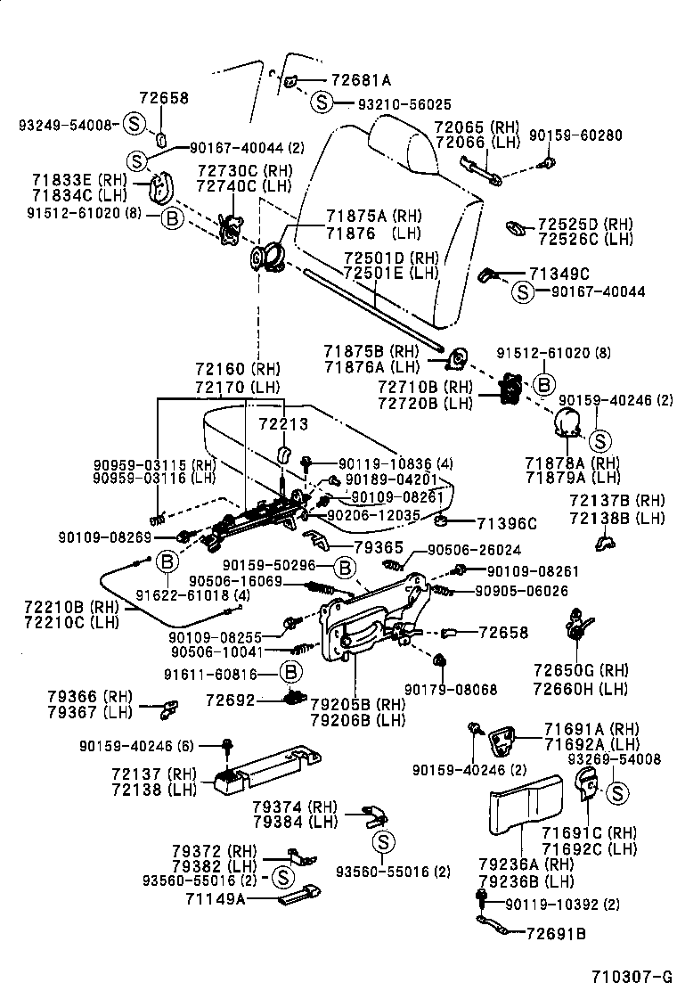 71033-28090 LEG SUB-ASSY, REAR SEAT CUSHION product image