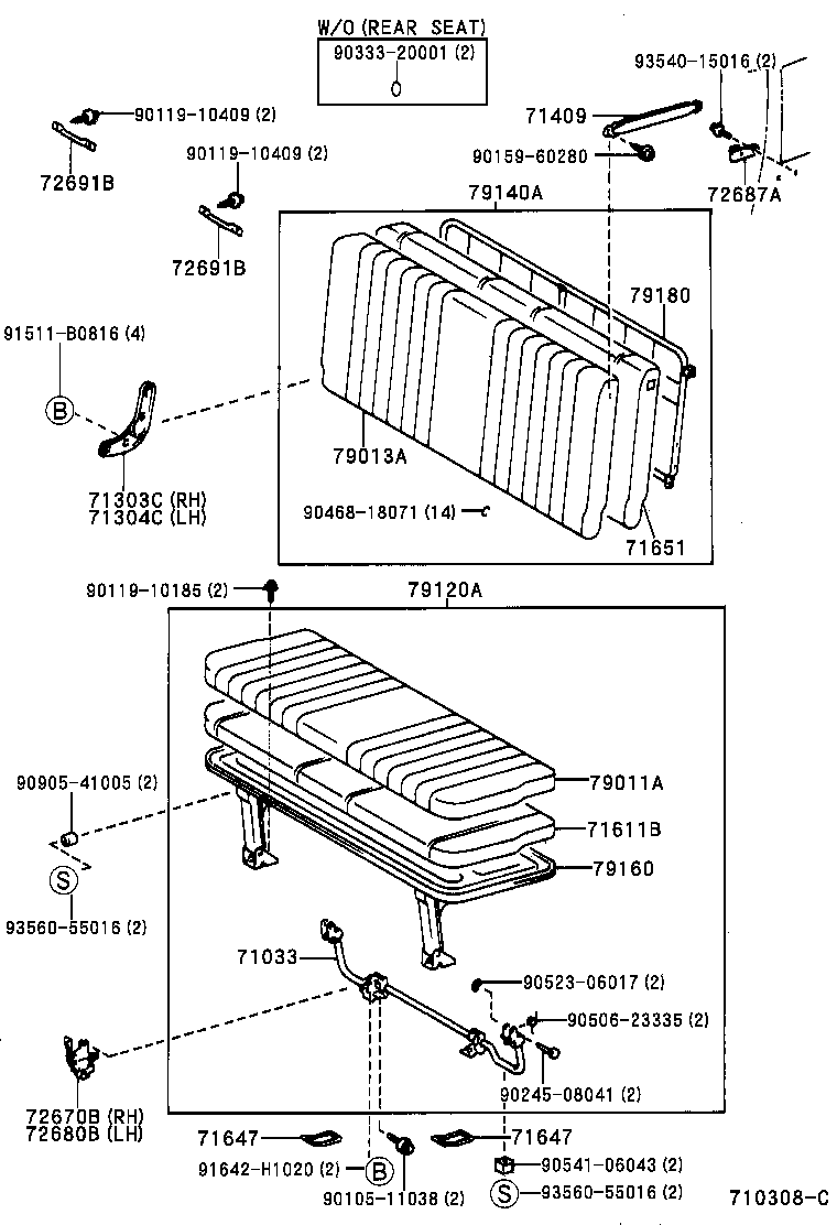 71033-28090 LEG SUB-ASSY, REAR SEAT CUSHION product image