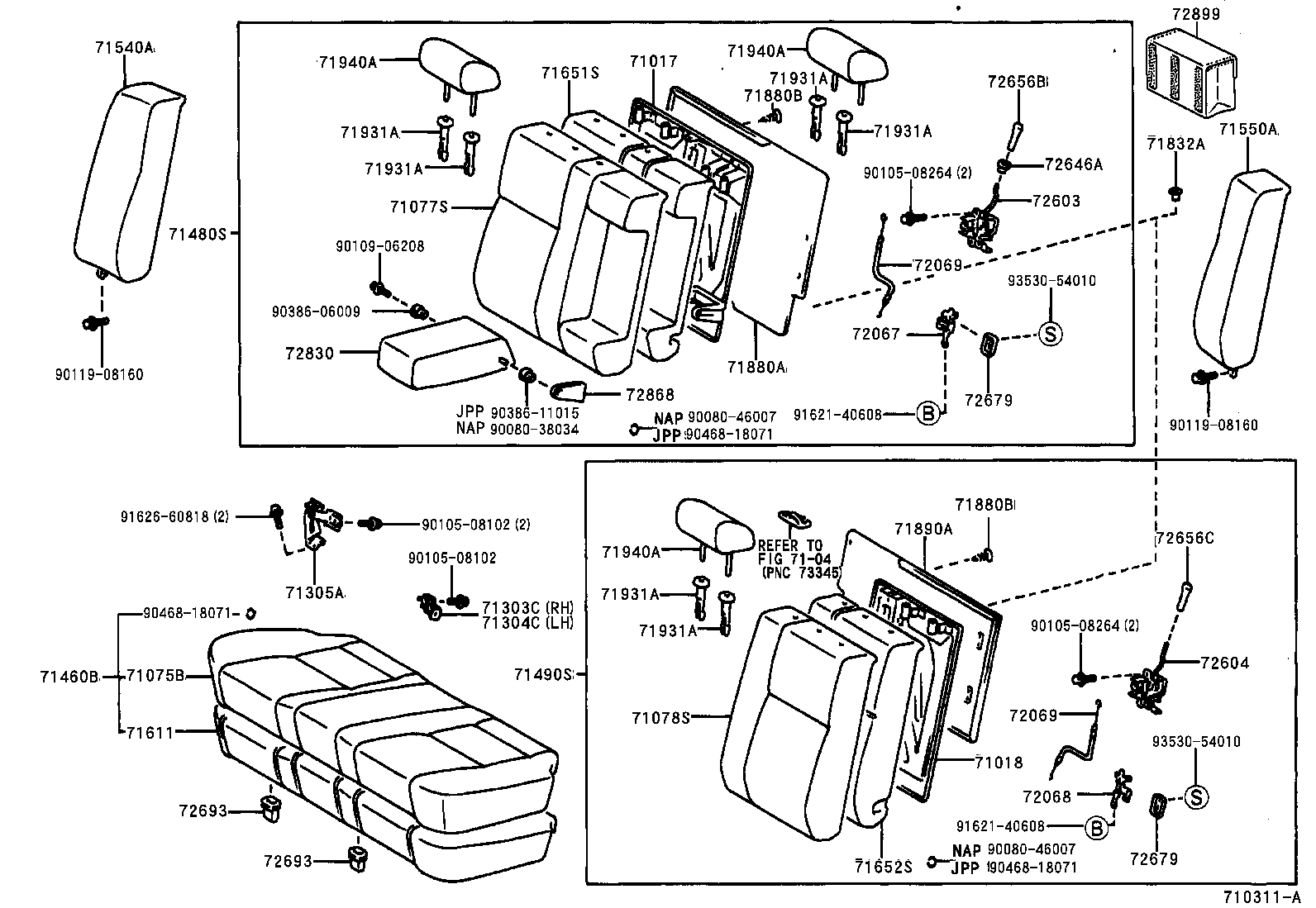 71017-33100 FRAME SUB-ASSY, REAR SEAT BACK, RH product image