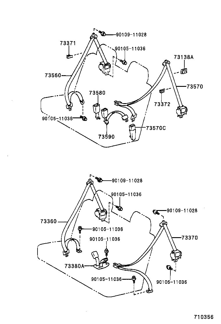 73233-33010-B4 COVER, LAP BELT OUTER ANCHOR product image