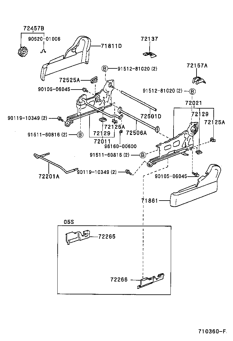 71013-13040 FRAME SUB-ASSY, FRONT SEAT BACK, RH product image