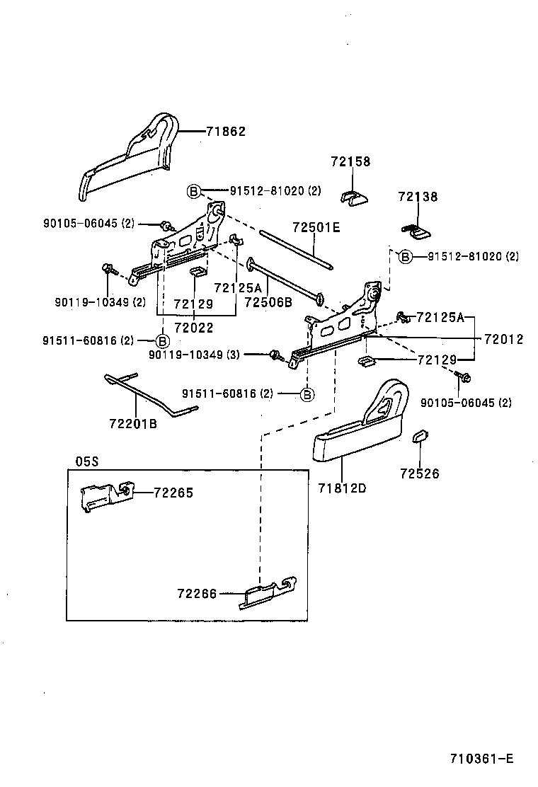 71013-13040 FRAME SUB-ASSY, FRONT SEAT BACK, RH product image