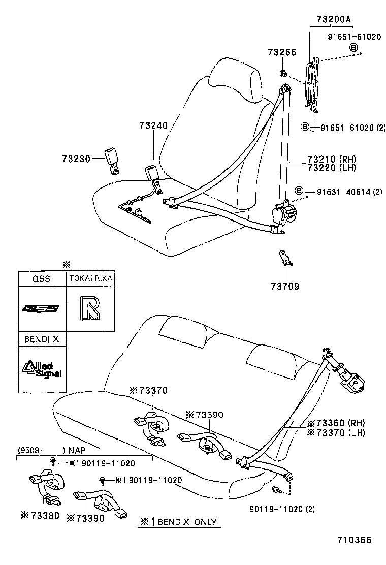 73240-02012-B0 BELT ASSY, FRONT SEAT INNER, LH product image
