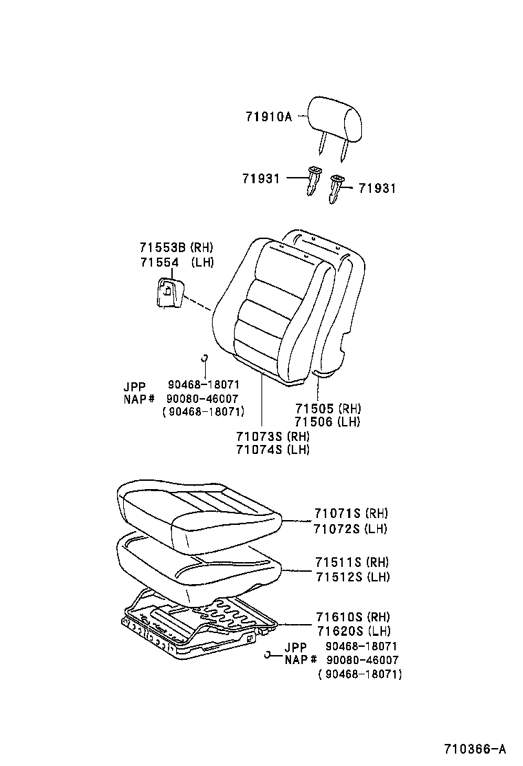 Toyota 71073-02110-B0 COVER, FRONT SEAT BACK, RH(FOR SEPARATE TYPE)