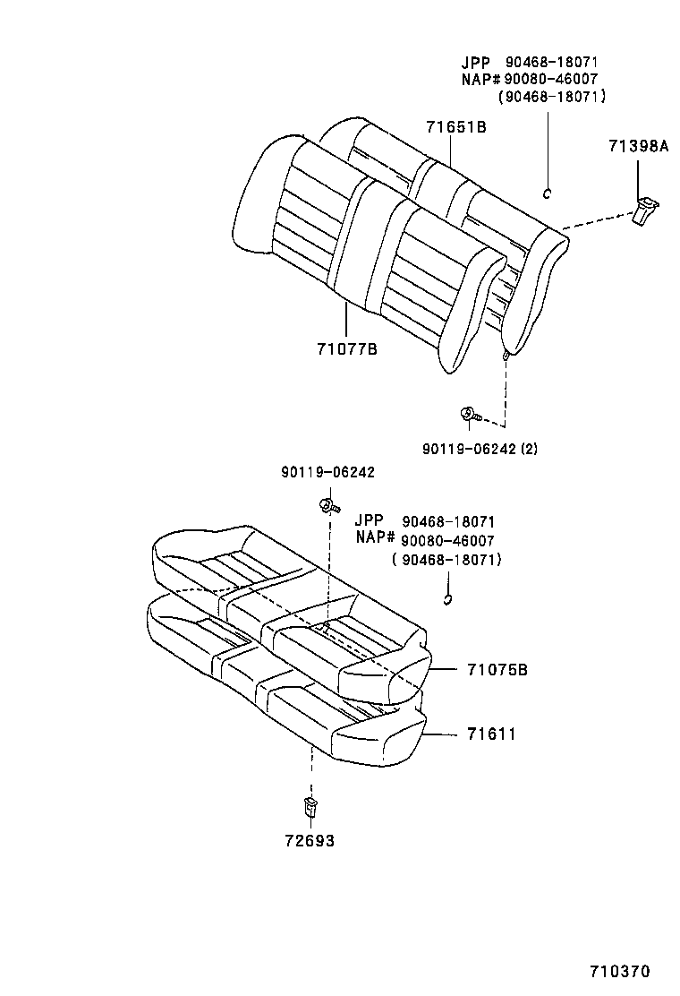 71017-12460 FRAME SUB-ASSY, REAR SEAT BACK, RH product image