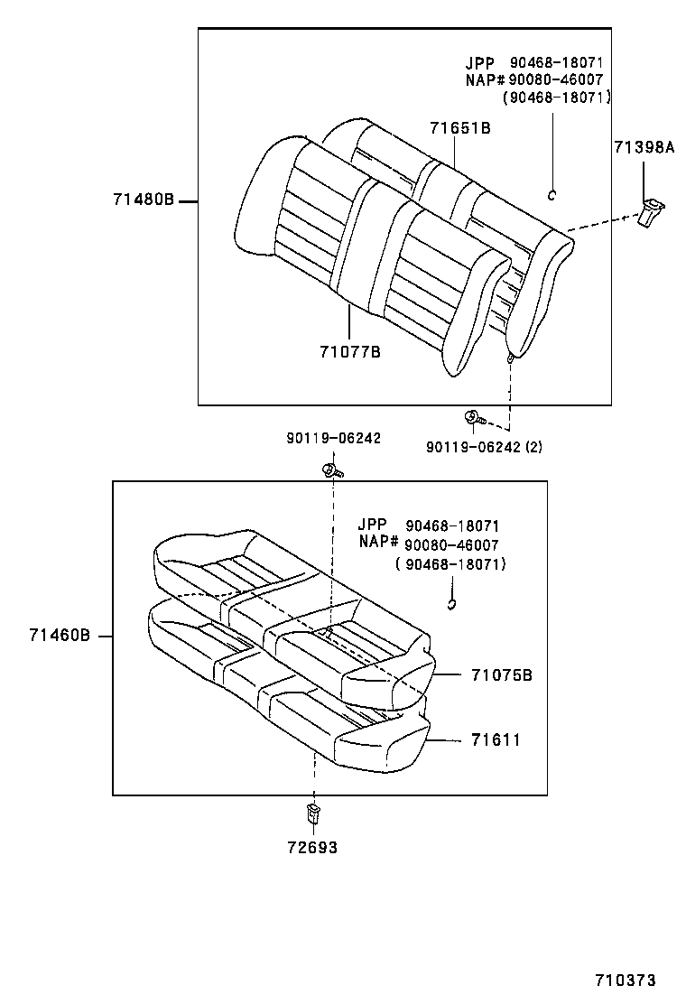 71017-12460 FRAME SUB-ASSY, REAR SEAT BACK, RH product image