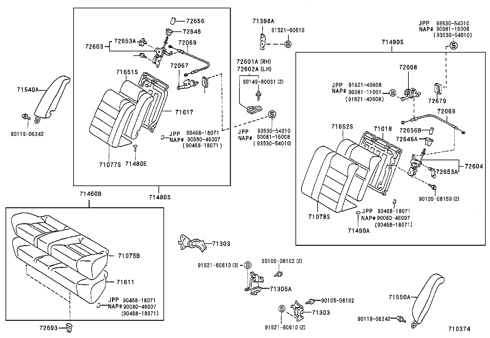 71017-12460 FRAME SUB-ASSY, REAR SEAT BACK, RH product image