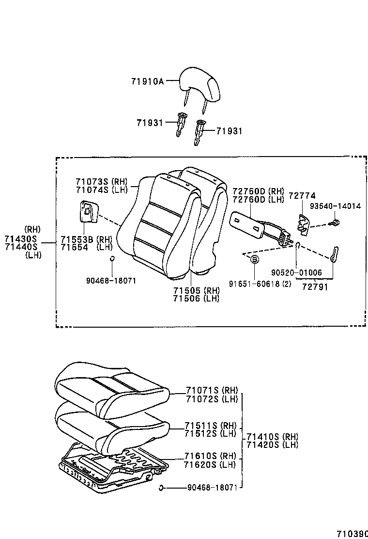 71610-12440 SPRING ASSY, FRONT SEAT CUSHION, RH(FOR SEPARATE TYPE) product image