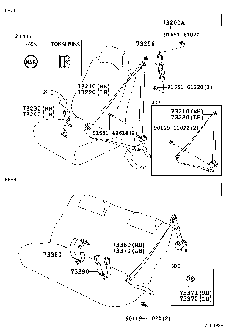 73220-13151-B0 BELT ASSY, FRONT SEAT OUTER, LH product image