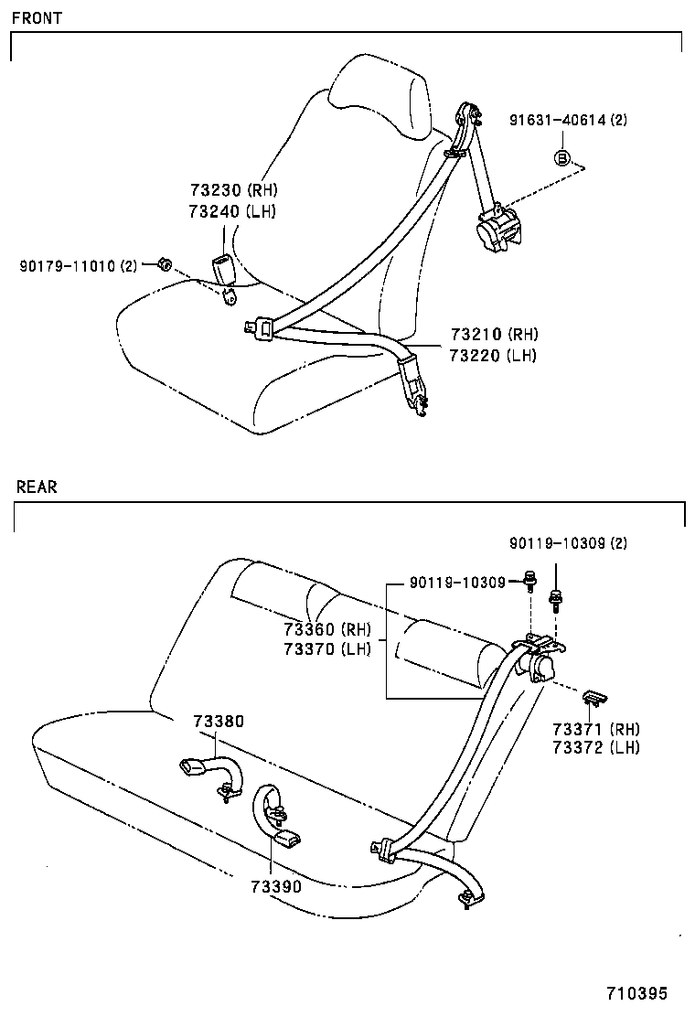73230-0W010 BELT ASSY, FRONT SEAT INNER, RH product image