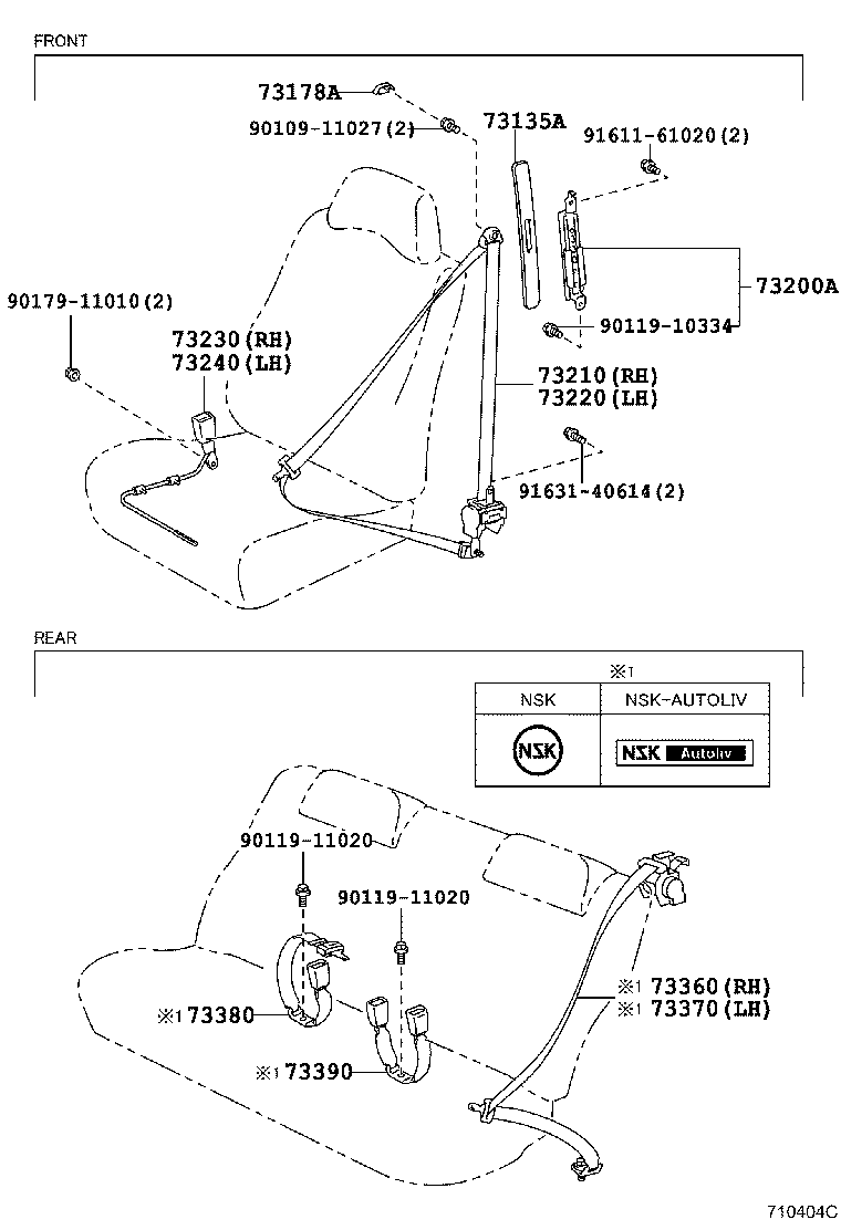 73210-1A044-C2 BELT ASSY, FRONT SEAT OUTER, RH product image