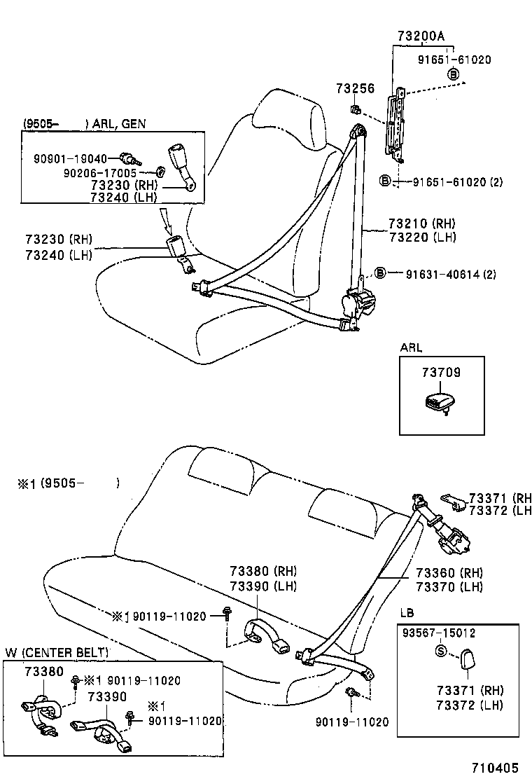 73210-12890-B0 BELT ASSY, FRONT SEAT OUTER, RH product image