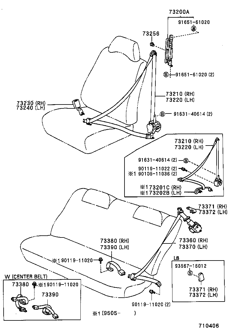 73202-12010 BAR SUB-ASSY, FRONT SEAT BELT, OUTER LH product image