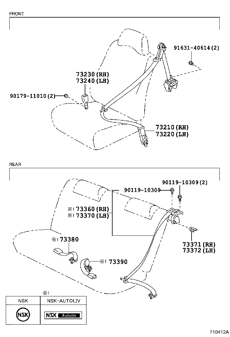 73210-1A044-C2 BELT ASSY, FRONT SEAT OUTER, RH product image