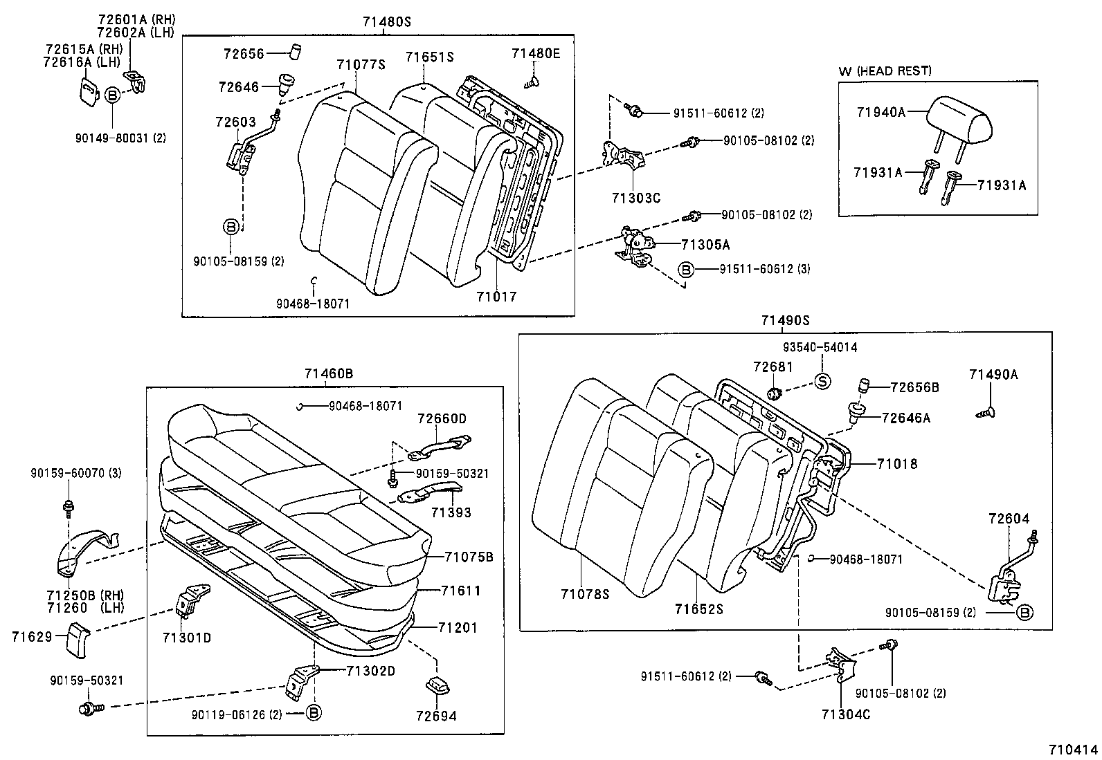 71480-1L232-B0 BACK ASSY, REAR SEAT, RH (FOR SEPARATE TYPE) product image