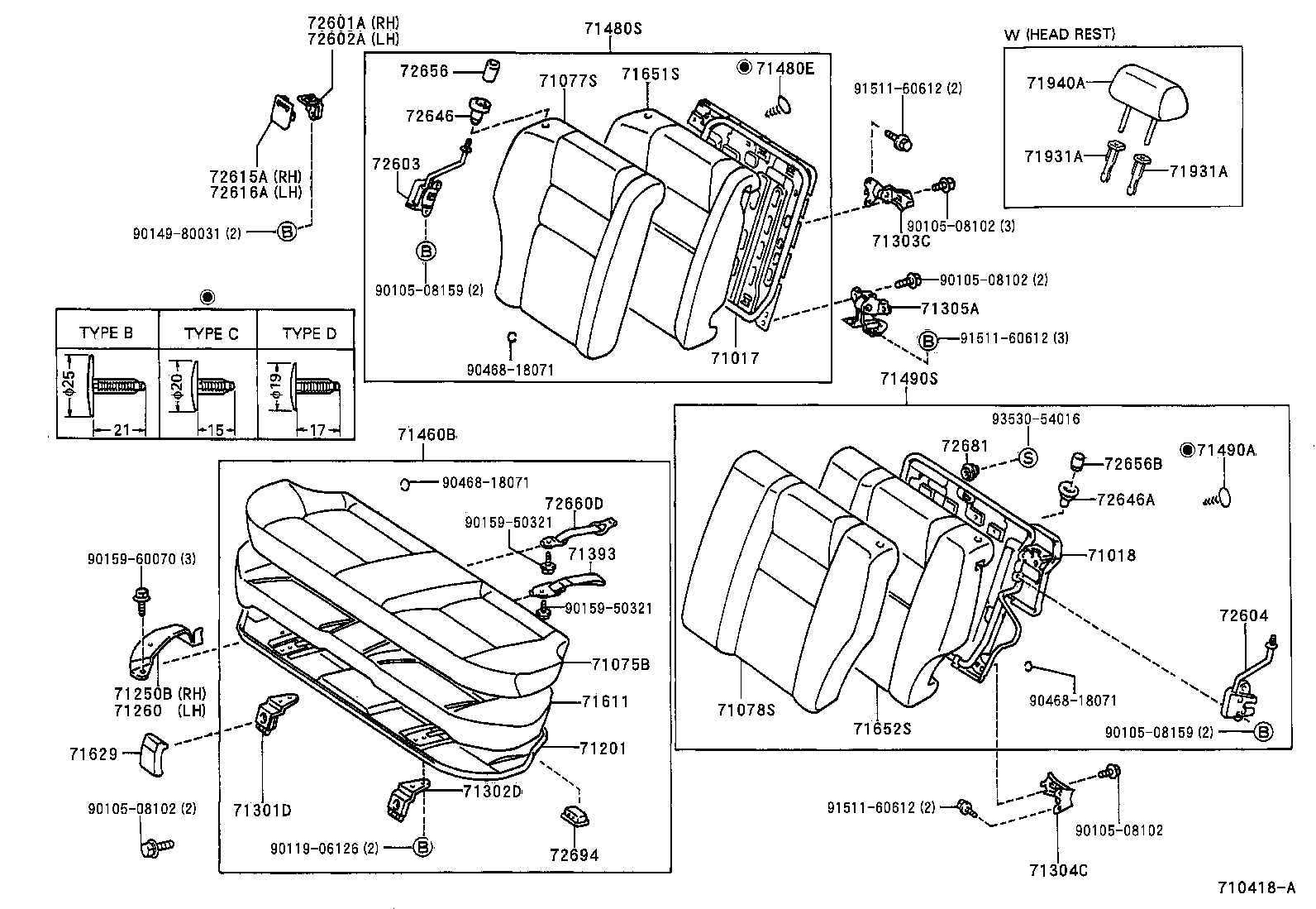 71017-12430 FRAME SUB-ASSY, REAR SEAT BACK, RH product image