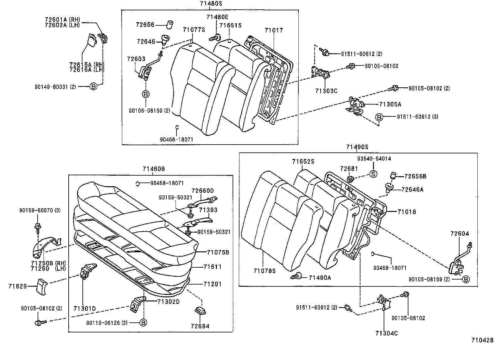 71017-12460 FRAME SUB-ASSY, REAR SEAT BACK, RH product image