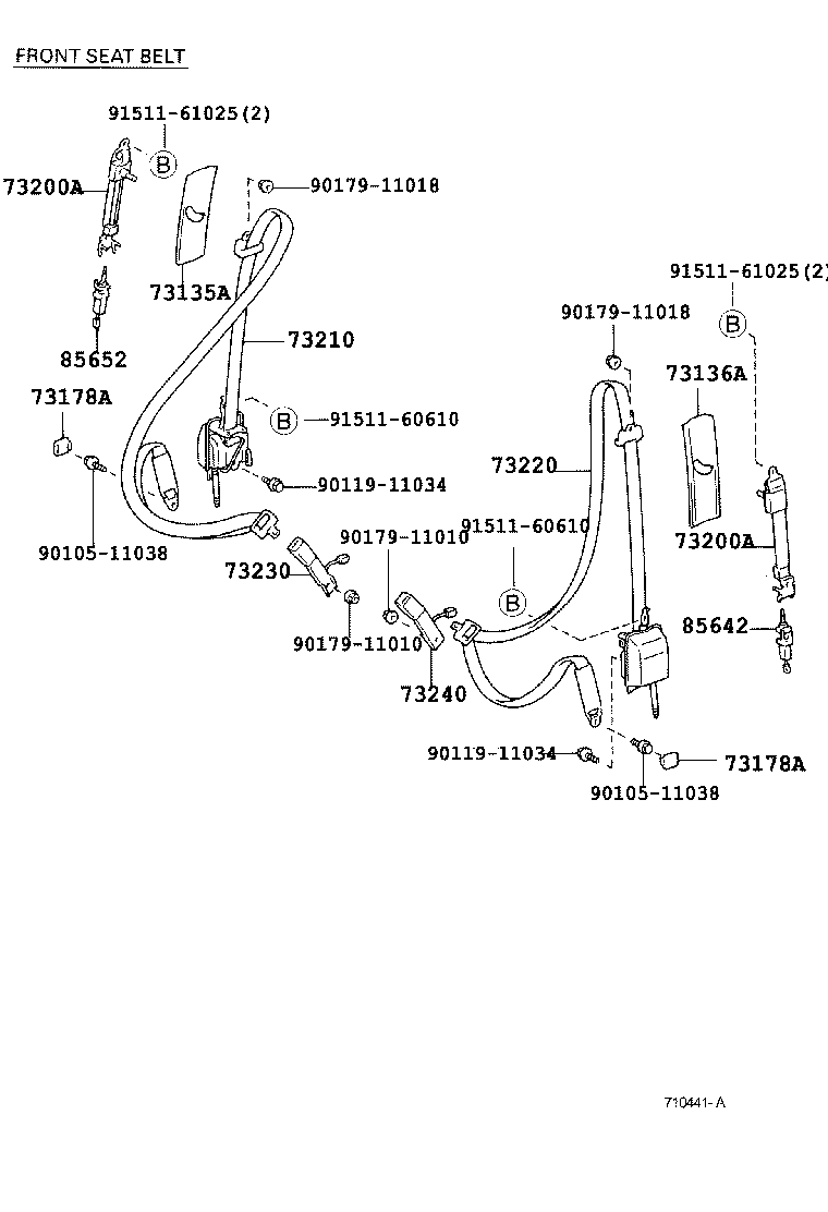 73200-50070 ADJUSTER ASSY, FRONT SHOULDER BELT ANCHOR product image