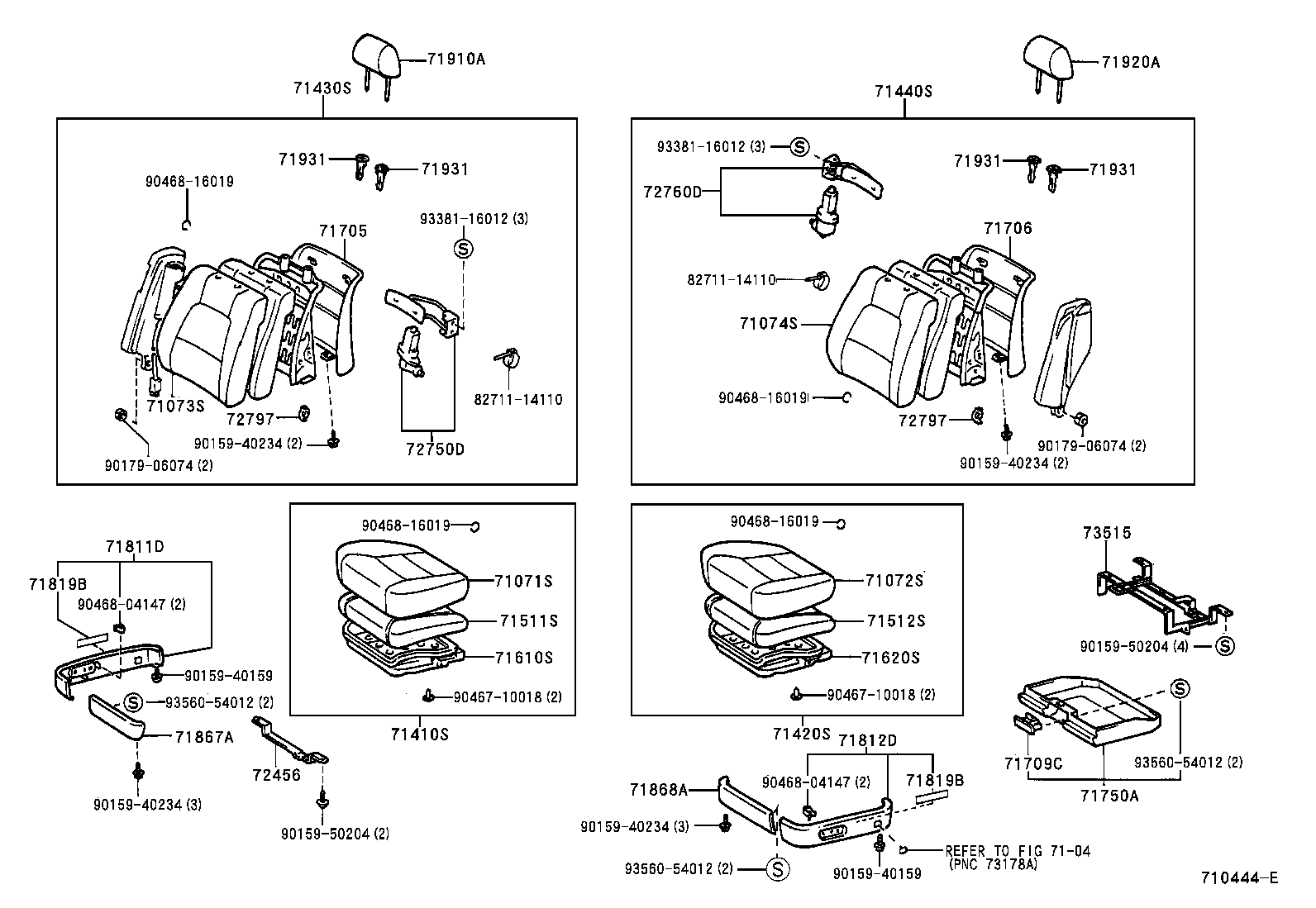 Toyota 71040-50090-A0 BACK ASSY, FRONT SEAT, RH(FOR SEPARATE TYPE)