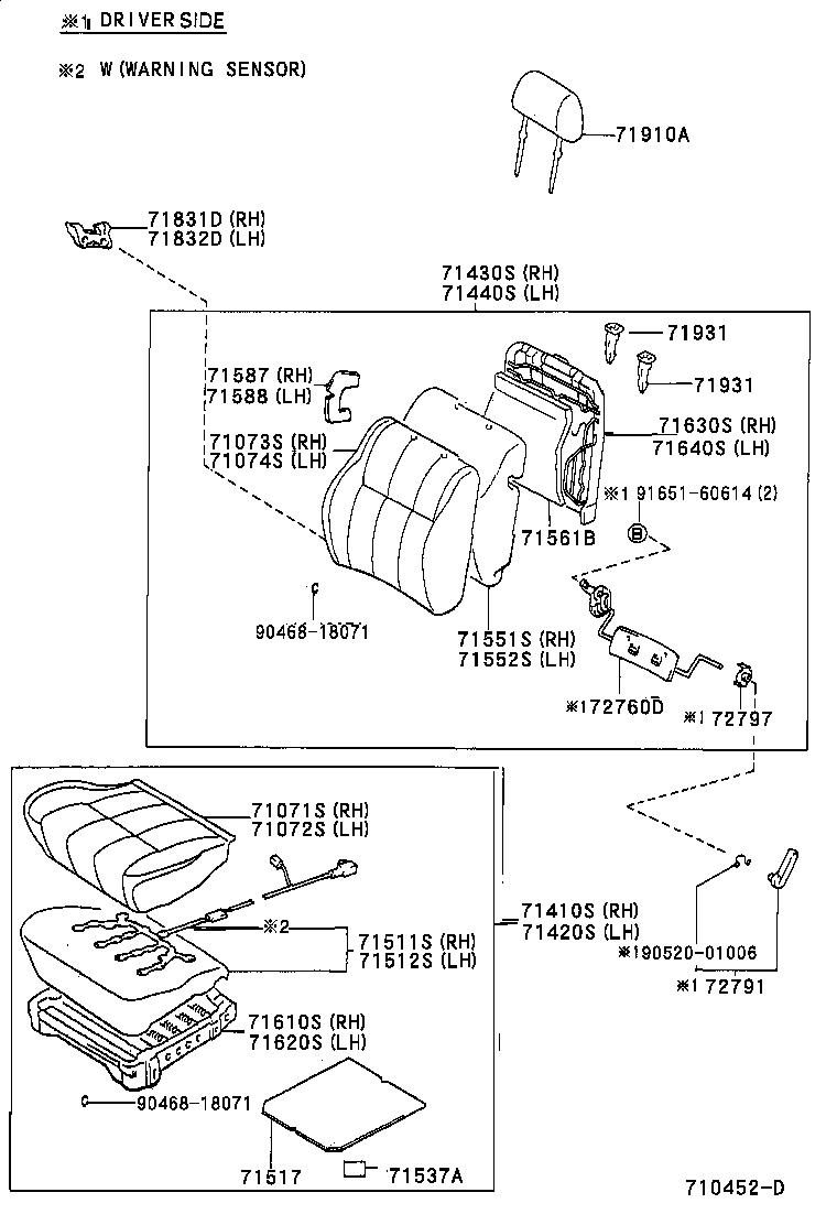71480-3D500-B0 BACK ASSY, REAR SEAT, RH (FOR SEPARATE TYPE) product image