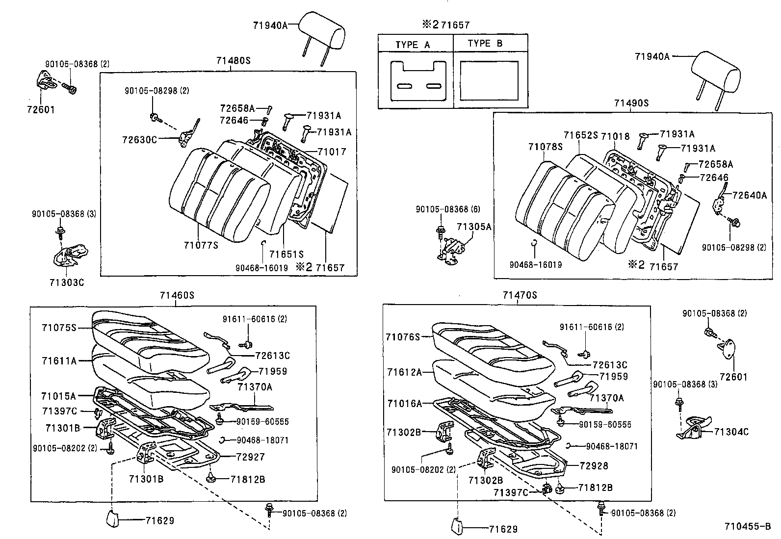71480-3D500-B0 BACK ASSY, REAR SEAT, RH (FOR SEPARATE TYPE) product image