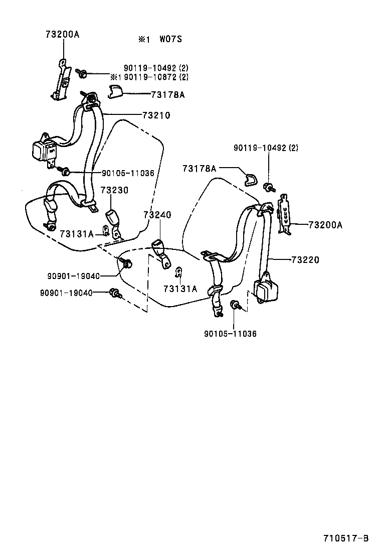 73370-26041-B2 BELT ASSY, REAR SEAT 3 POINT TYPE, OUTER LH product image