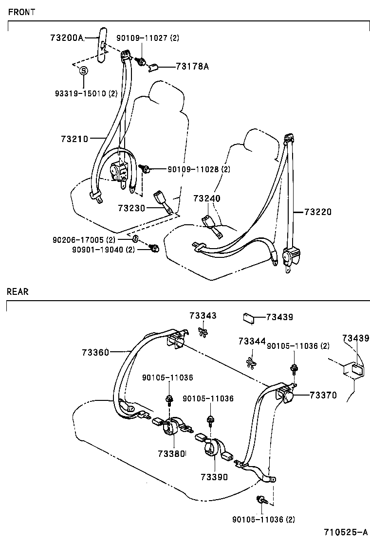 73220-12840-B2 BELT ASSY, FRONT SEAT OUTER, LH product image