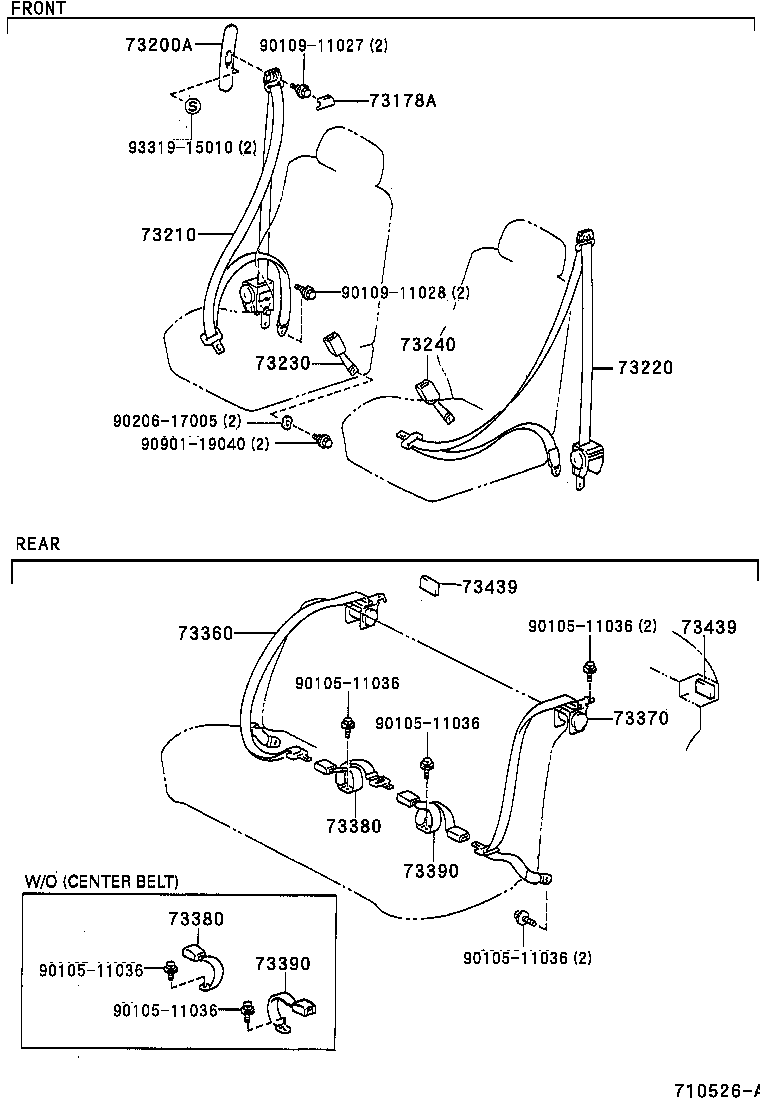 73220-12850 BELT ASSY, FRONT SEAT OUTER, LH product image