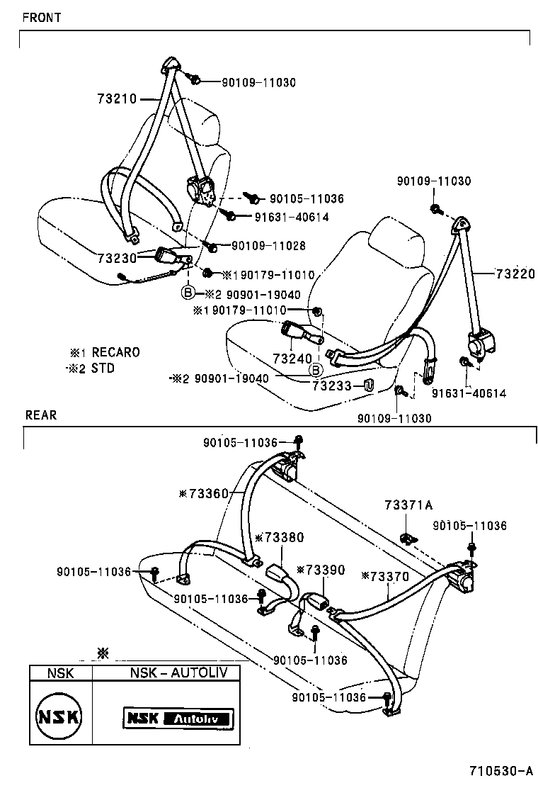 73210-1A080-B2 BELT ASSY, FRONT SEAT OUTER, RH product image