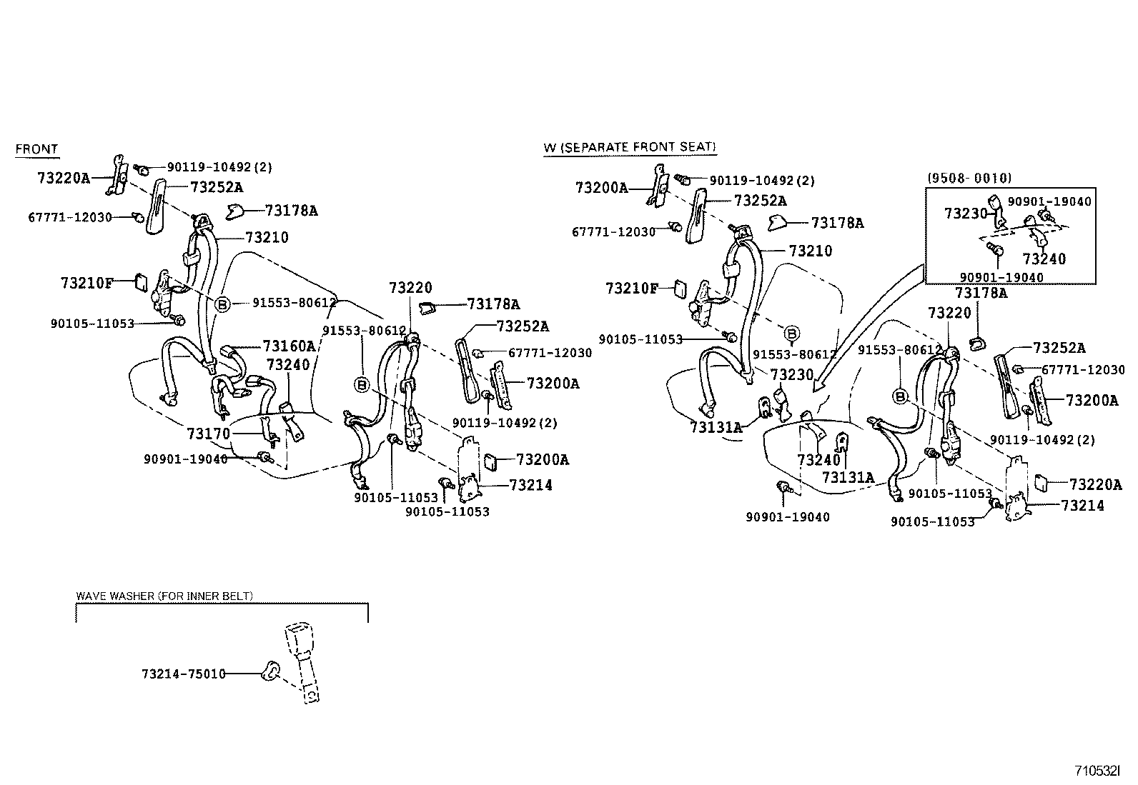 73214-26010 PLATE, FRONT SEAT BELT ANCHOR product image