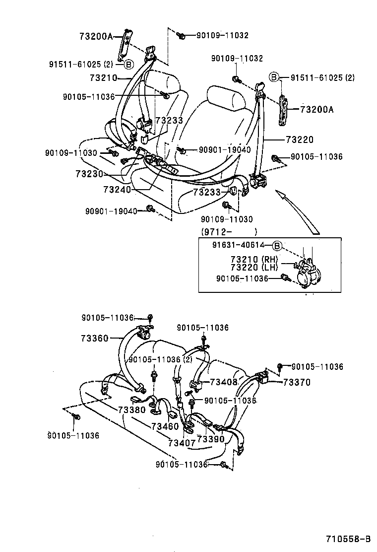 73210-2B030-B0 BELT ASSY, FRONT SEAT OUTER, RH product image