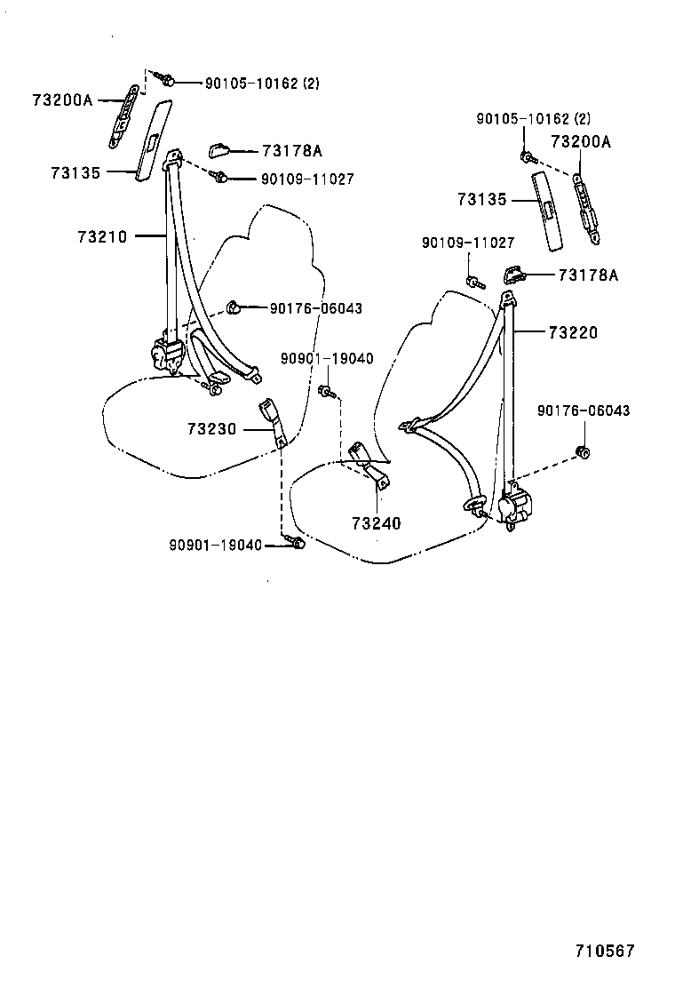73240-46010-B0 BELT ASSY, FRONT SEAT INNER, LH product image