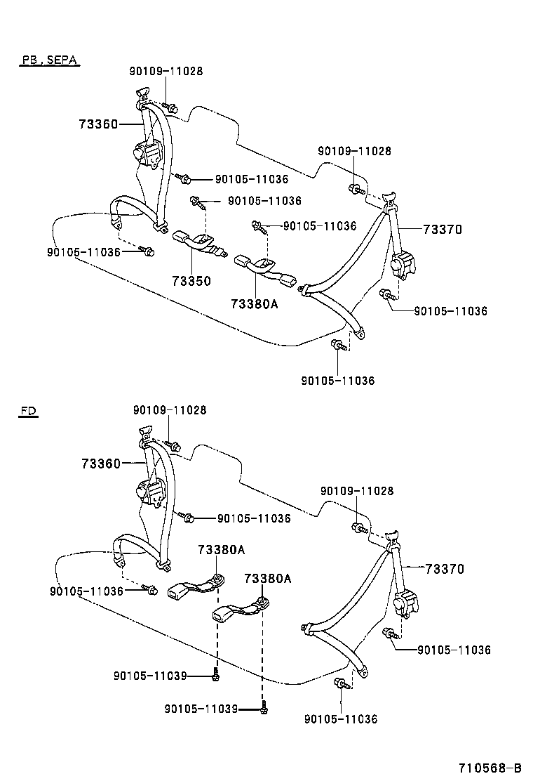 73240-46010-B0 BELT ASSY, FRONT SEAT INNER, LH product image