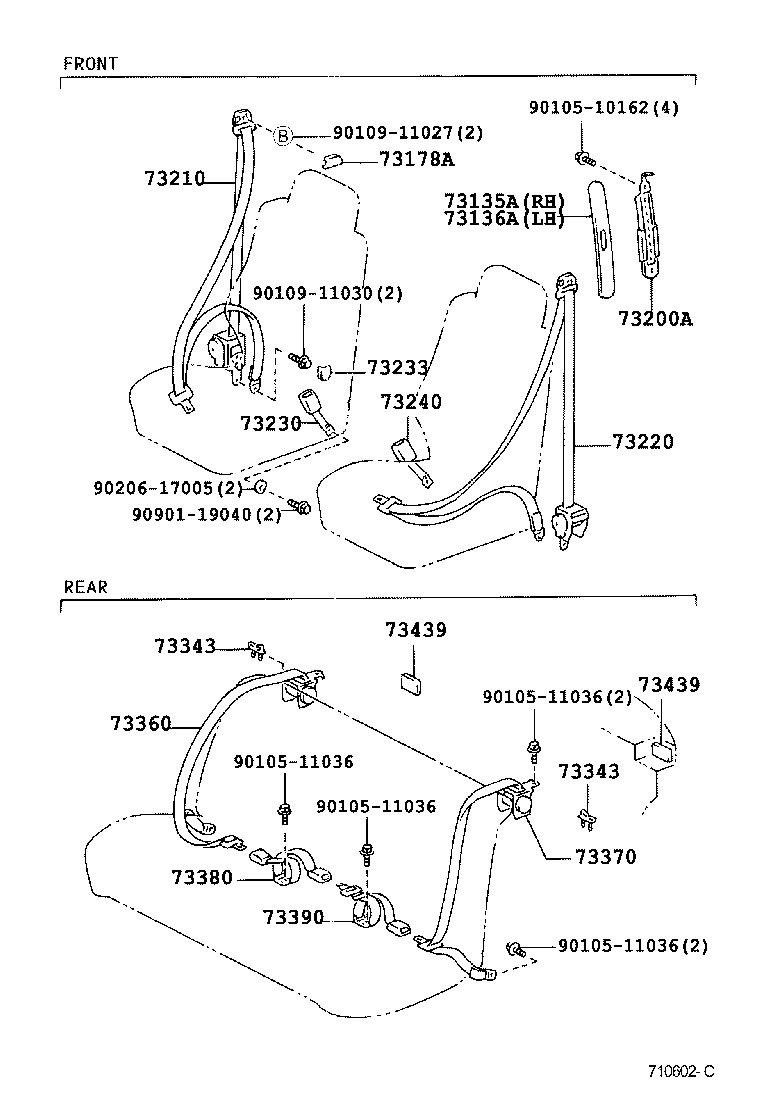 73220-12840-B2 BELT ASSY, FRONT SEAT OUTER, LH product image