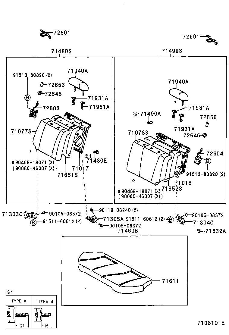 71017-12540 FRAME SUB-ASSY, REAR SEAT BACK, RH product image