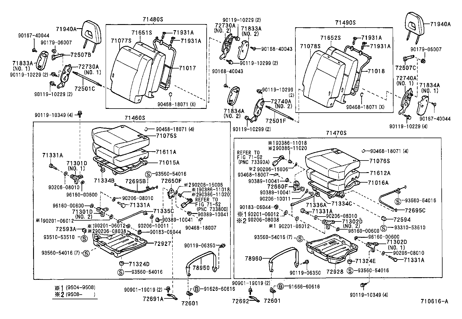 71015-42010 FRAME SUB-ASSY, REAR SEAT CUSHION, RH product image