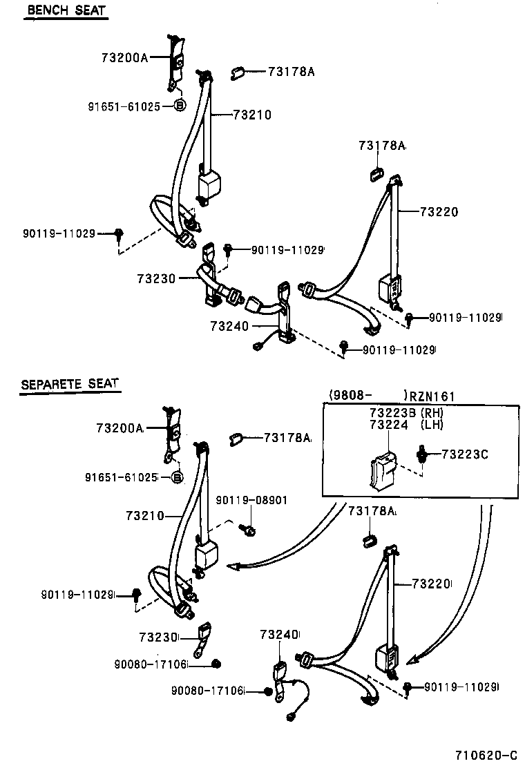 Toyota 73220-04040-B0 BELT ASSY, FRONT SEAT OUTER, LH