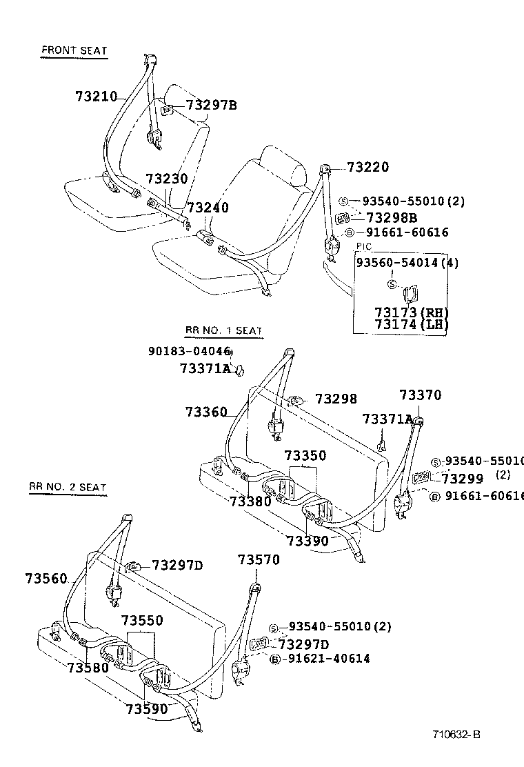73350-60101-B0 BELT ASSY, REAR SEAT LAP TYPE, CENTER product image
