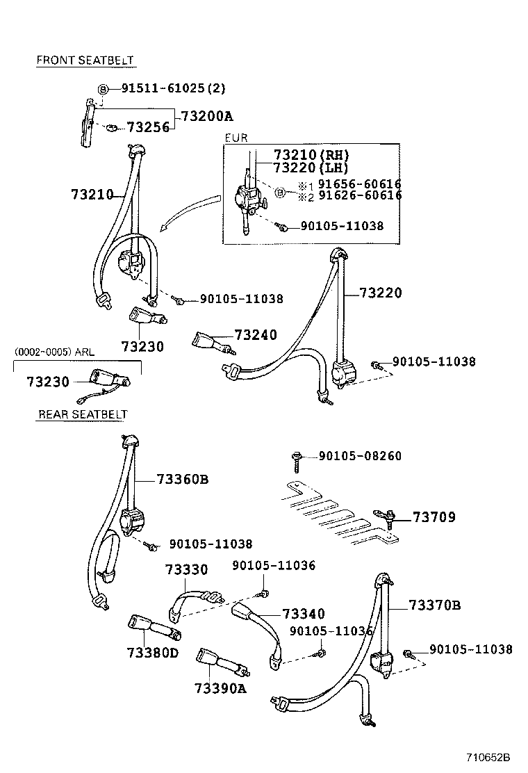 73240-42011-B0 BELT ASSY, FRONT SEAT INNER, LH product image