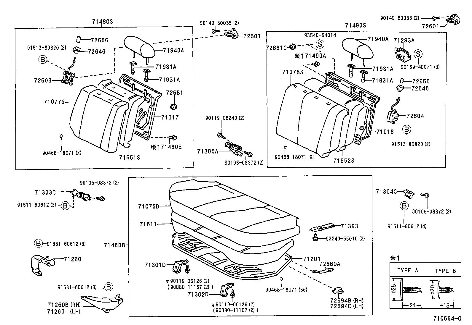 71652-12600 PAD, REAR SEAT BACK, LH(FOR SEPARATE TYPE) product image
