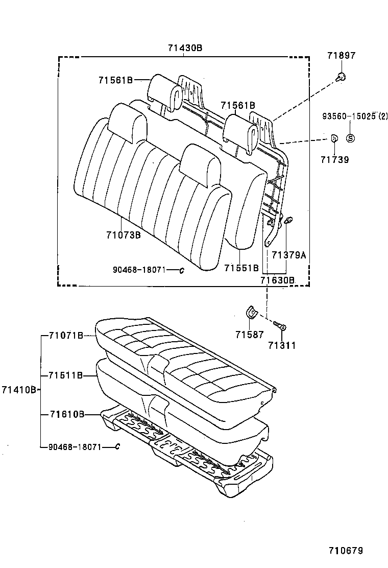 71511-04020 PAD, FRONT SEAT CUSHION, RH(FOR SEPARATE TYPE) product image