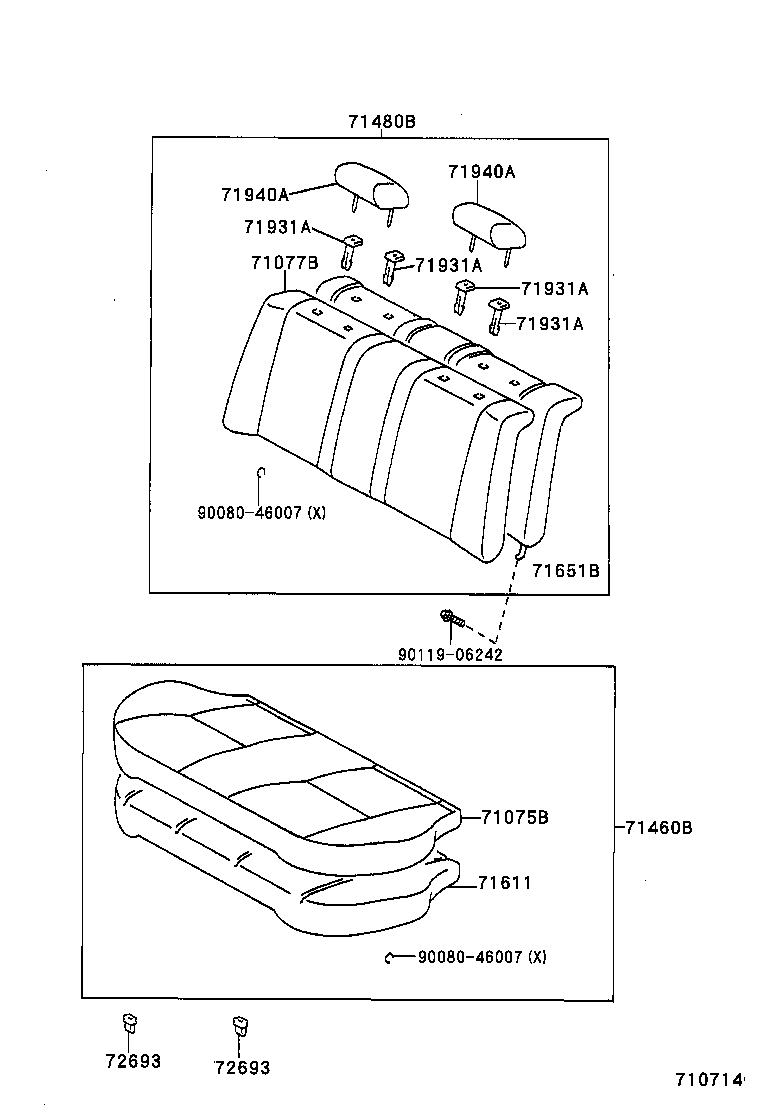 71017-02041 FRAME SUB-ASSY, REAR SEAT BACK, RH product image