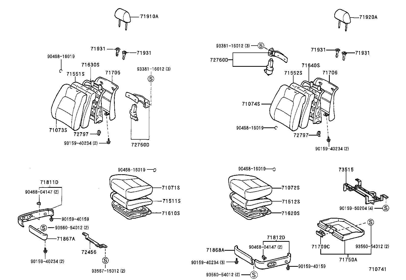 71040-50080-B0 BACK ASSY, FRONT SEAT, RH(FOR SEPARATE TYPE) product image