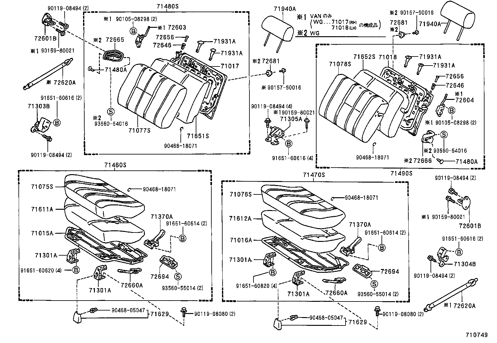 71017-35010 FRAME SUB-ASSY, REAR SEAT BACK, RH product image