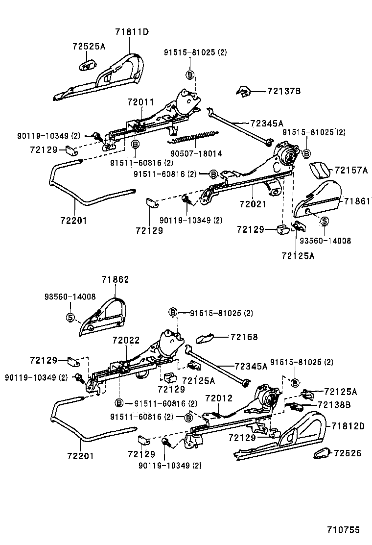 71013-10220 FRAME SUB-ASSY, FRONT SEAT BACK, RH product image