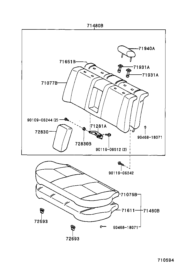 71017-02041 FRAME SUB-ASSY, REAR SEAT BACK, RH product image