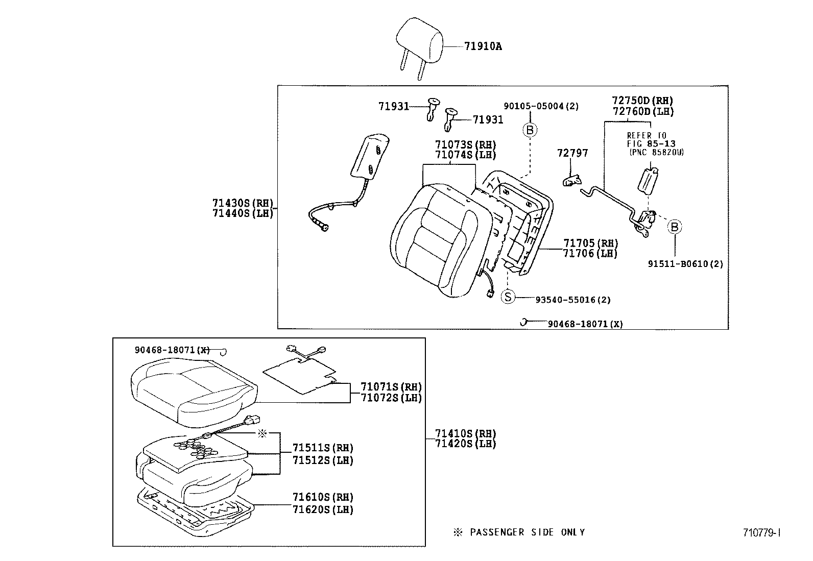 71052-30060 PAD, FRONT SEAT CUSHION, LH (FOR SEPARATE TYPE) product image