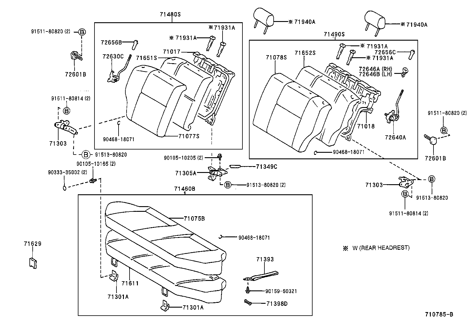 71017-10100 FRAME SUB-ASSY, REAR SEAT BACK, RH product image
